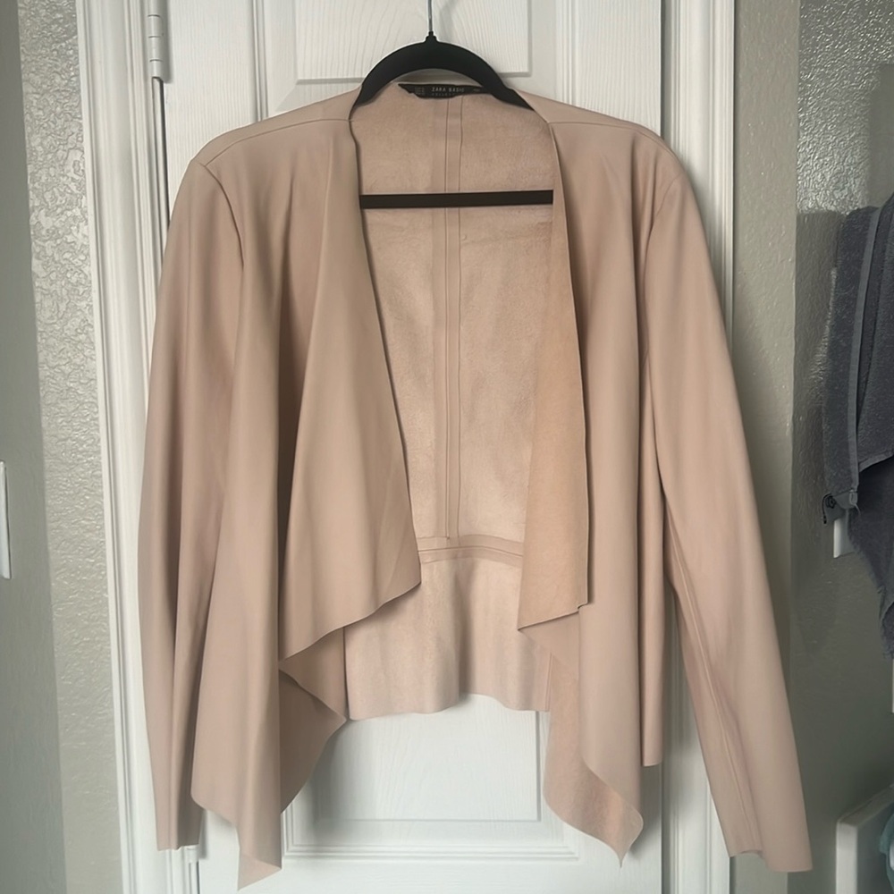 Zara Basic Collection light pink pleather jacket